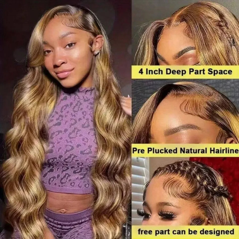 13X6 Hd Lace Frontal Wig Highlight Ombre Wig Human Hair 427 Body Wave Original Brazilian Wigs P1B30 Lace Front Wigs 250 Density