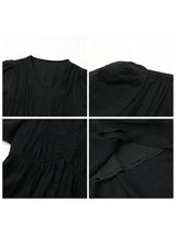 CHIC VEN Korean Women Dresses Solid Loose Casual New V-neck A Line Short Bubble Sleeves Female Long Dress Spring Summer 2025
