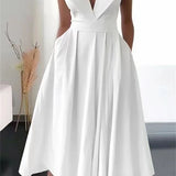 Women's Elegant Evening Cocktail Maxi Dresses 2025 High Waisted Deep V-Neck Sexy Dress For Woman Party Wedding Guest