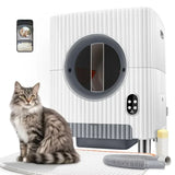 86L Electric Entrance Door Automatic Cat Litter Box for Multiple Cats with Video Monitor/Anti-Pinch/Odor-Removal/5G/APP Control