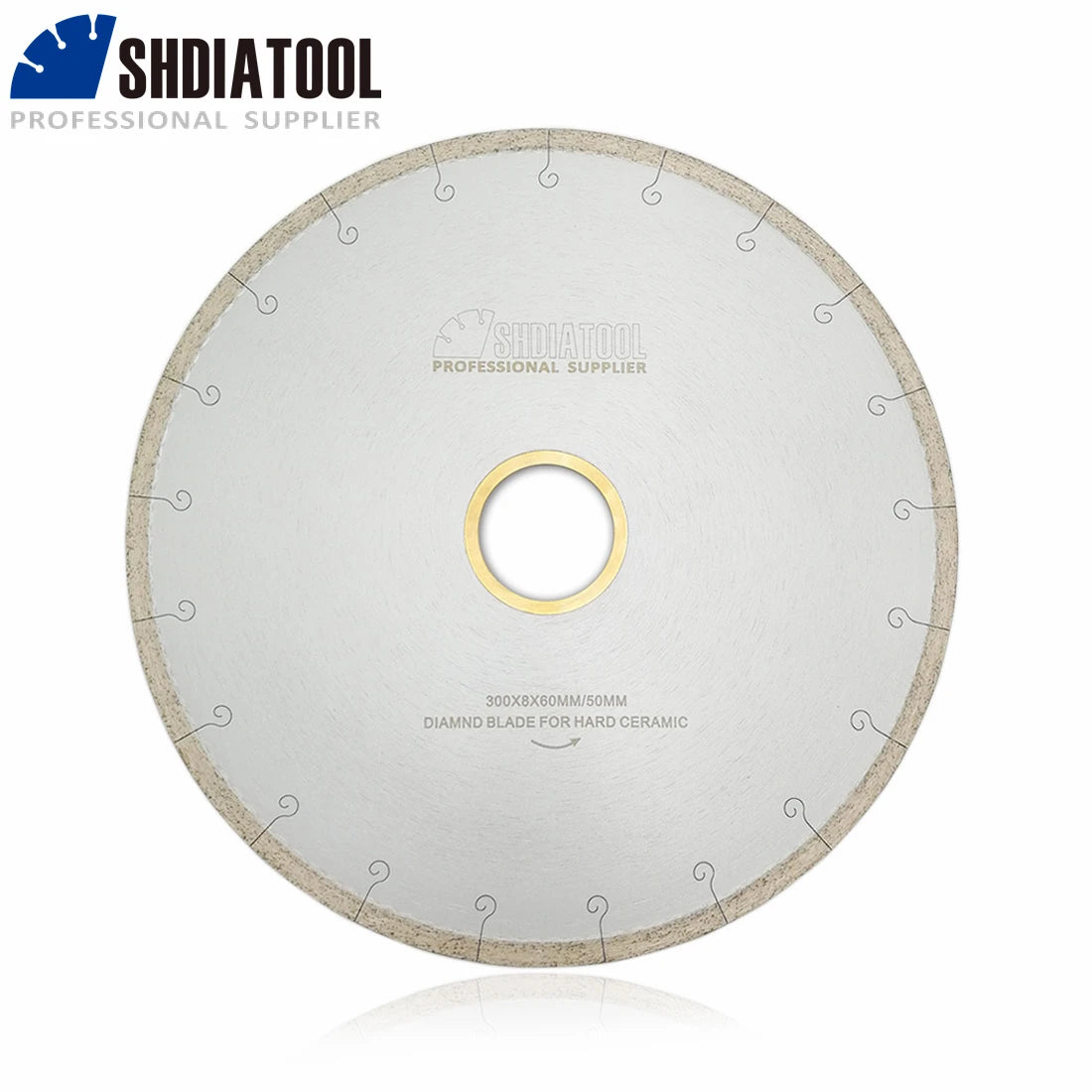 SHDIATOOL 1pc 300MM/12" Ceramic Blades With Hook Slot Diamond Saw Blades Tile Porcelain Cutting Disc Bore 60mm with 50mm washer