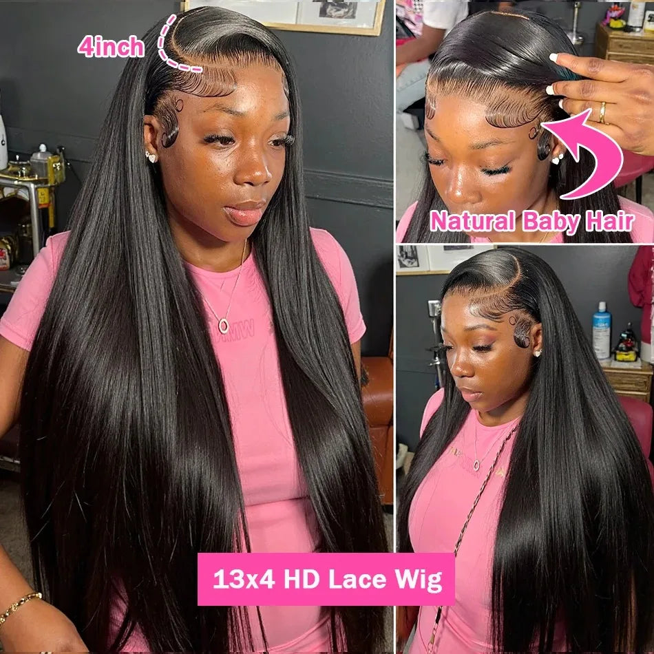 Density Straight Human Hair Wigs 13x4 13x6 HD Lace Front Wig 30 Inch Brazilian Cheap Frontal pre plucked Wigs Choice