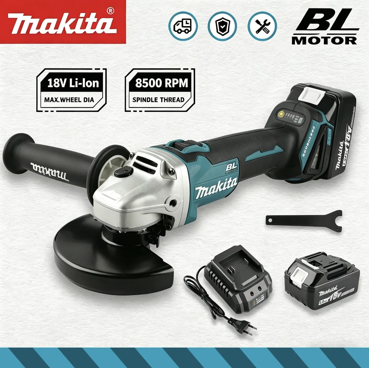 Makita DGA506 18V 125mm Brushless Angle Grinder Electric Polishing Machine Metal Grinding Tool for DIY And Professional Use