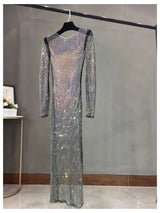 Club Apparel Sexy Rhinestone Dresses Long Sleeve Extra Diamond Dress