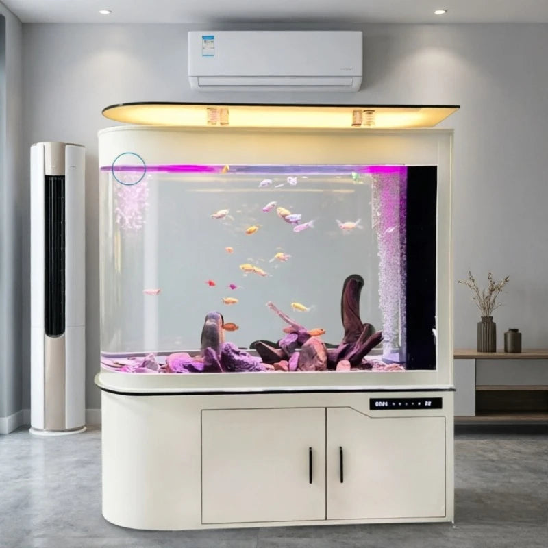 All-in-One AquariumNew Bullet Glass Luxury Fish Tank 600L Smart Ultra Quiet Eco-Friendly Easy To Clean Living Room Aquarium Dry/