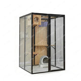 AACat Villa Solid Wood Large Free Space Cat House Pet Shop Cat Villa Deluxe Glass Room