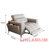Modern Power Reclining Sofa with Adjustable Headrests – Genuine Leather Recliner Couch with USB, Side Storage and Cup Holders