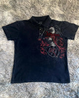Harajuku Polo Shirt Men's Pattern Printed Casual Short Sleeve Street Gothic Style Summer Couple Breathable Top