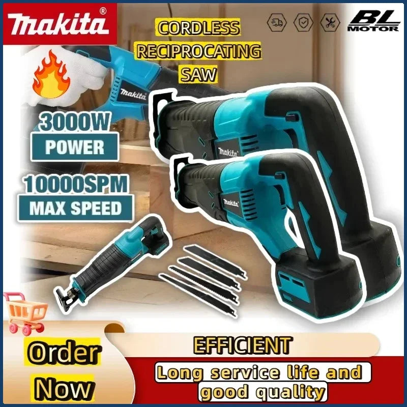 Makita DJR189 Cordless Brushless Electric Reciprocating Saw Rechargeable Wood Metal Cutting Saw Portable Saw Power Tool 18V