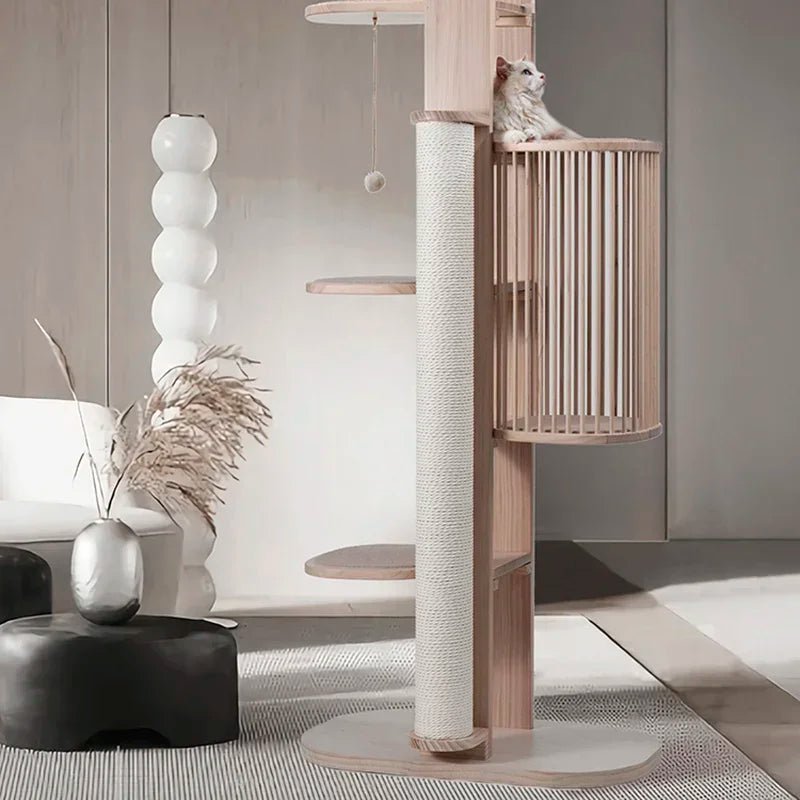 Modern Wooden Cat Climbing Frame Cat Tree Minimalism Italian Luxury Design Cat Scratching Post Furniture Columpio Gatos FYCT