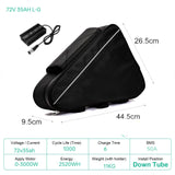 48V 30AH Electric Bike Battery 21700 Cells 60V 52V 48V Bikes Downtube Polly L-G 72V 15AH Scooter E-Bike Battery Pack for 0-2000W