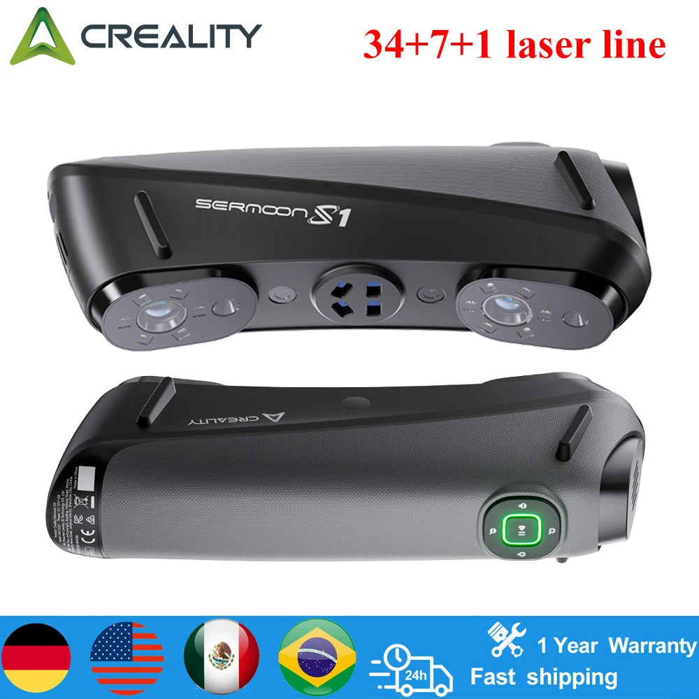 Creality  Sermoon S1 3D Scanner CR-Scan Raptor Pro Handheld Scan 60fps Blue & NIR Light laser Scanner34+7+ONE Full-Color Scannin