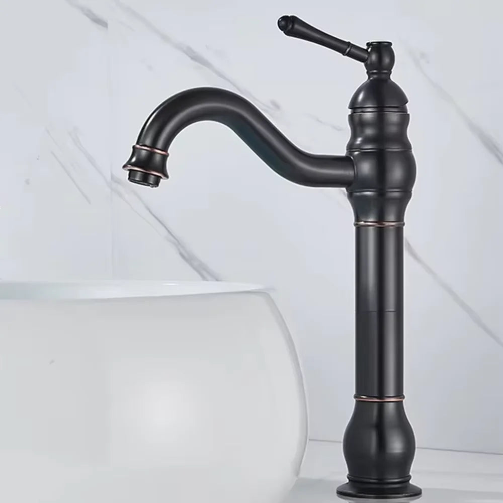Shinesia Black Bronze Gourmet Kitchen Faucet Deck Mounted Bathroom Basin Sink Hot and Cold Water Mixer Taps