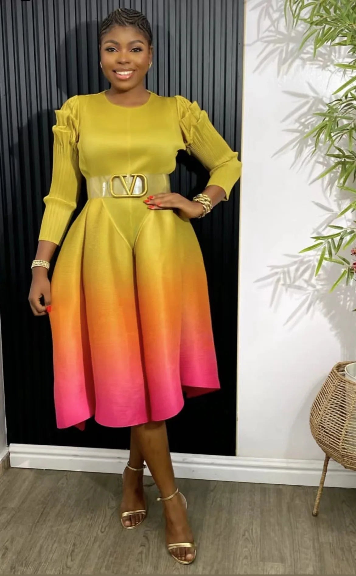 2024 Miyake Dress New Three House Pleated Loose Round Neck Long Sleeved Tapered Hem Fluffy Vestid Women De Fiesta Pedreriaos