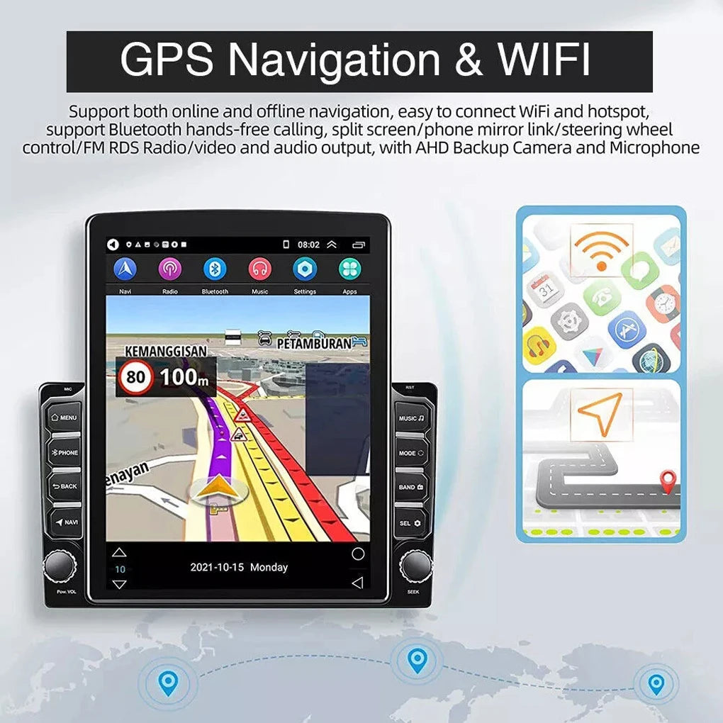Car Entertainment With Android Double Din Car Stereo Android 13 With 12LED Rearview Android Auto