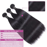 Queenlike 30 Inch Human Hair Bundles Brazilian Raw Hair Weave 1/3/4