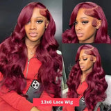 99j Burgundy 13x6 HD Lace Frontal Human Hair Wig 200 Density Body Wave 13x4 Lace Front Wigs Brazilian 100% Human Hair Wigs