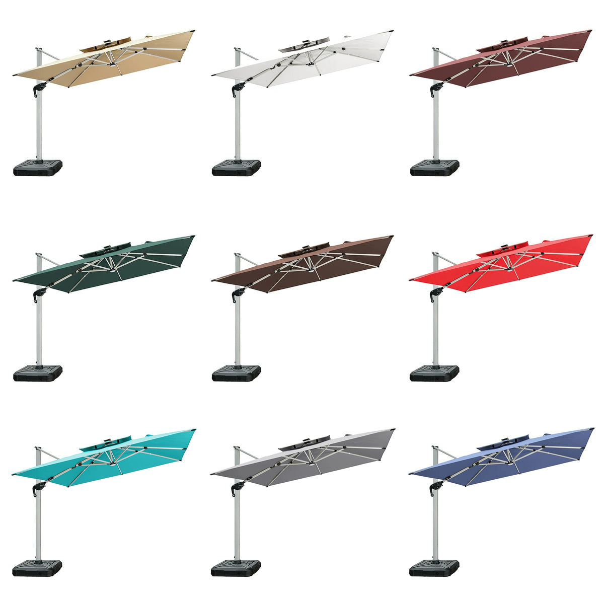 Outdoor Aluminum Garden Umbrella UV Resistant Sunshade Patio Umbrella With Base For Hotel Villa Courtyard Park Heavy DutyDurable