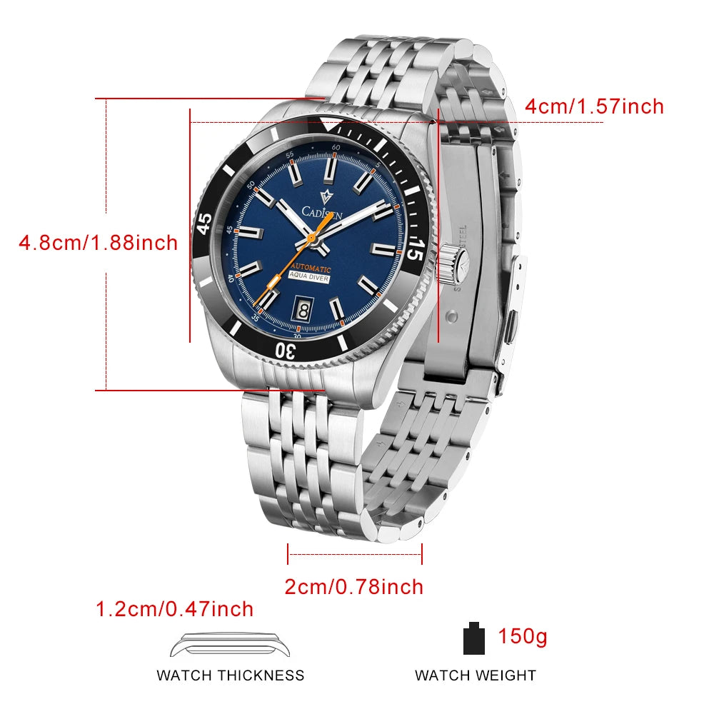 CADISEN New Men's Watches Mechanical Automatic Watch Men Japan MIYOTA 8215 Ceramic Bezel 10Bar Waterproof Wristwatch For Men