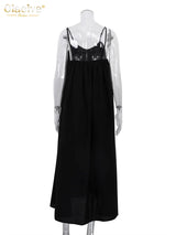 Clacive Summer Loose Black Women'S Dress 2023 Fashion Strap Sleeveless Ankle-Length Dresses Elegant Backless Female Sundress