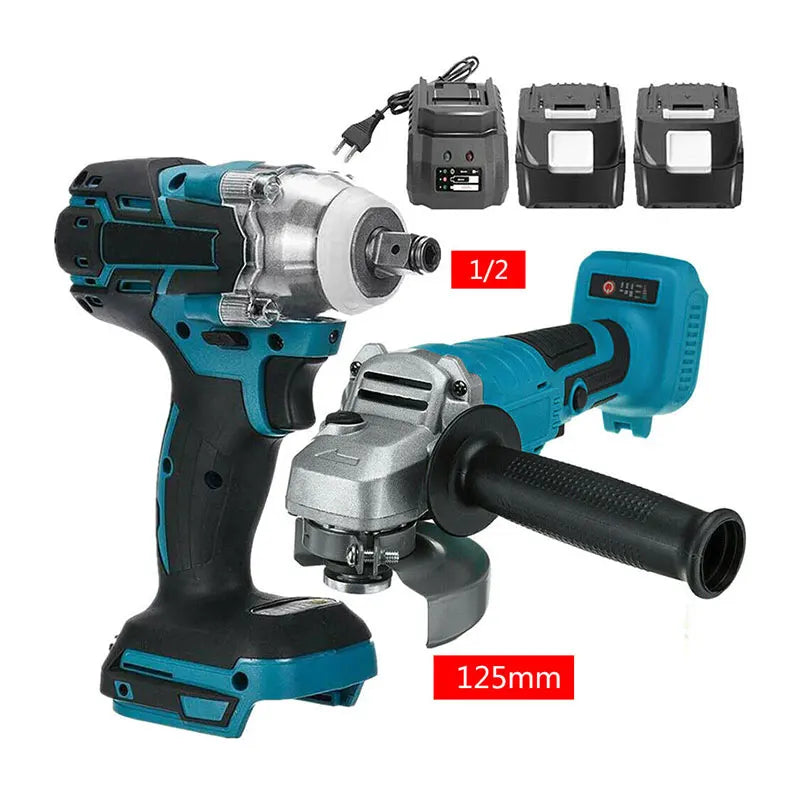 125mm Brushless Electric Angle Grinder 18V Battery Devices Combo Kit Impact Wrench for Makita Battery Power Tool Sets