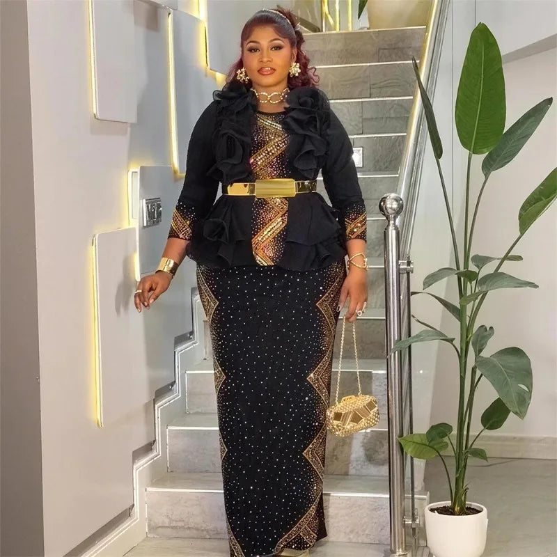 Party Evening Dresses For Women Dashiki Sequin Maxi Robes Turkey African Clothing Birthday Prom Wedding Gown Ladies Long Dress