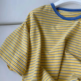 Women's High Quality Classic Retro Striped T-shirt Fashion Original Letters Embroidery Design Short Sleeve Tees