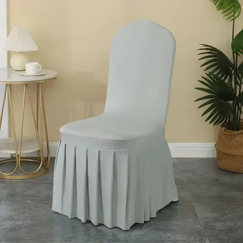 50/100pcs White Spandex Chair Cover Pleated skirt Seat Protector Covers Hotel Banquet Party Events Wedding Decoration