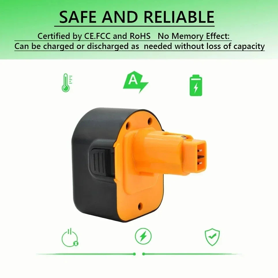 12V 12800mAh High Capacity Tool Battery Compatible with DE9074 DC9071 DE9037 DE9071 DE9075 DW9071 DW9072 DW9074 DC727 DC756 DC91