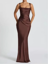 Elegant Scarf Collar Sling Women Summer Dress Solid Sleeveless Off-shoulder Slim Maxi Dresses 2026 Lady Chic Evening Party Gown