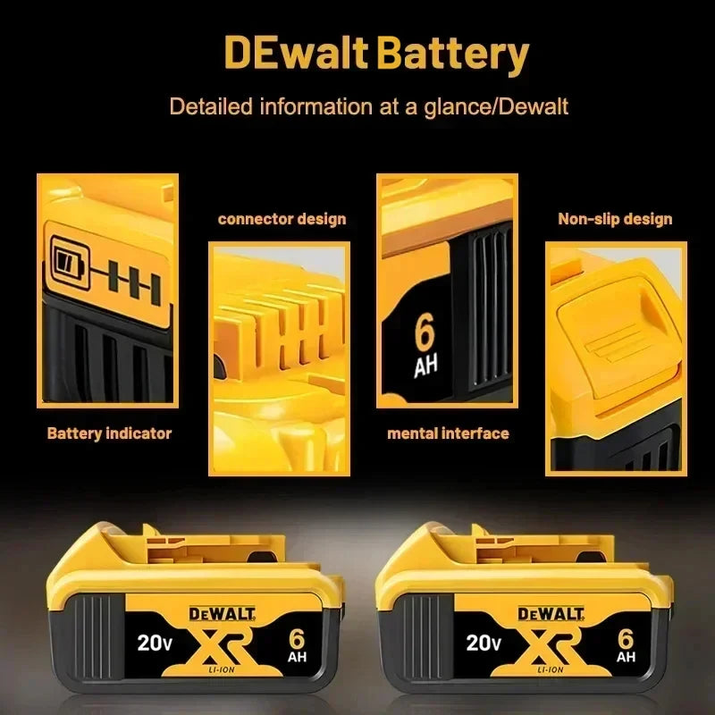 100% Genuine Dewalt 20V Battery ,20V 6Ah 5Ah Rechargeable Battery &Charger DCB206 For Dewalt Power tool Replacement battery