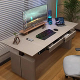 Height Adjustable  Computer Desks Gaming Electric Desk Home Office Computer Desks Study Saddle Leather Office Furniture Bureau