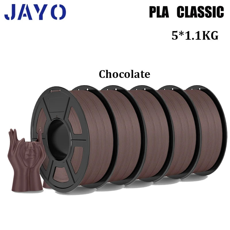 JAYO 3D Printer Filament  PETG PLA HSMPETG PLA PLUS 1.75mm 5Rolls 3D Printing Materials for 100% No Bubble &FDM 3D Pen DIY Gift