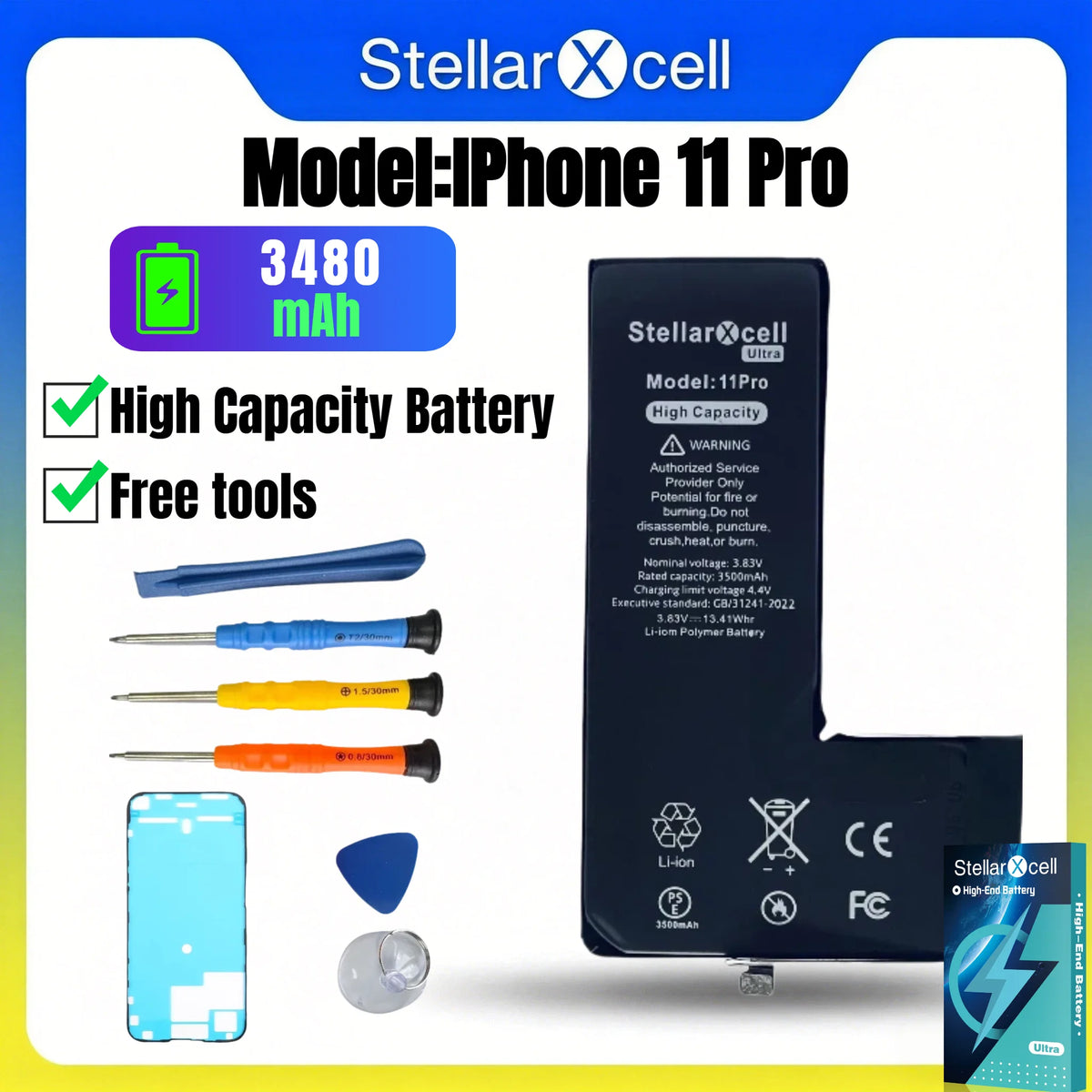 High Cpacity Cell + 7037 TI Ultra Battery Replacement for iPhone StellarXcell11 13mini 15 IP14 Pro Max 12 16 16pro 16promax