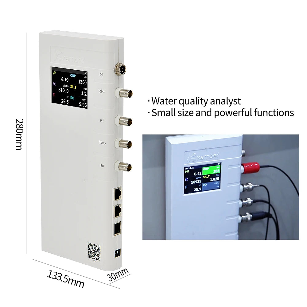 Kamoer WQS Wi-Fi Digital Water Quality Tester Kit pH/ORP/EC/DO/Salinity/Temp 24H Online Monitor APP Remote Control for Aquarium