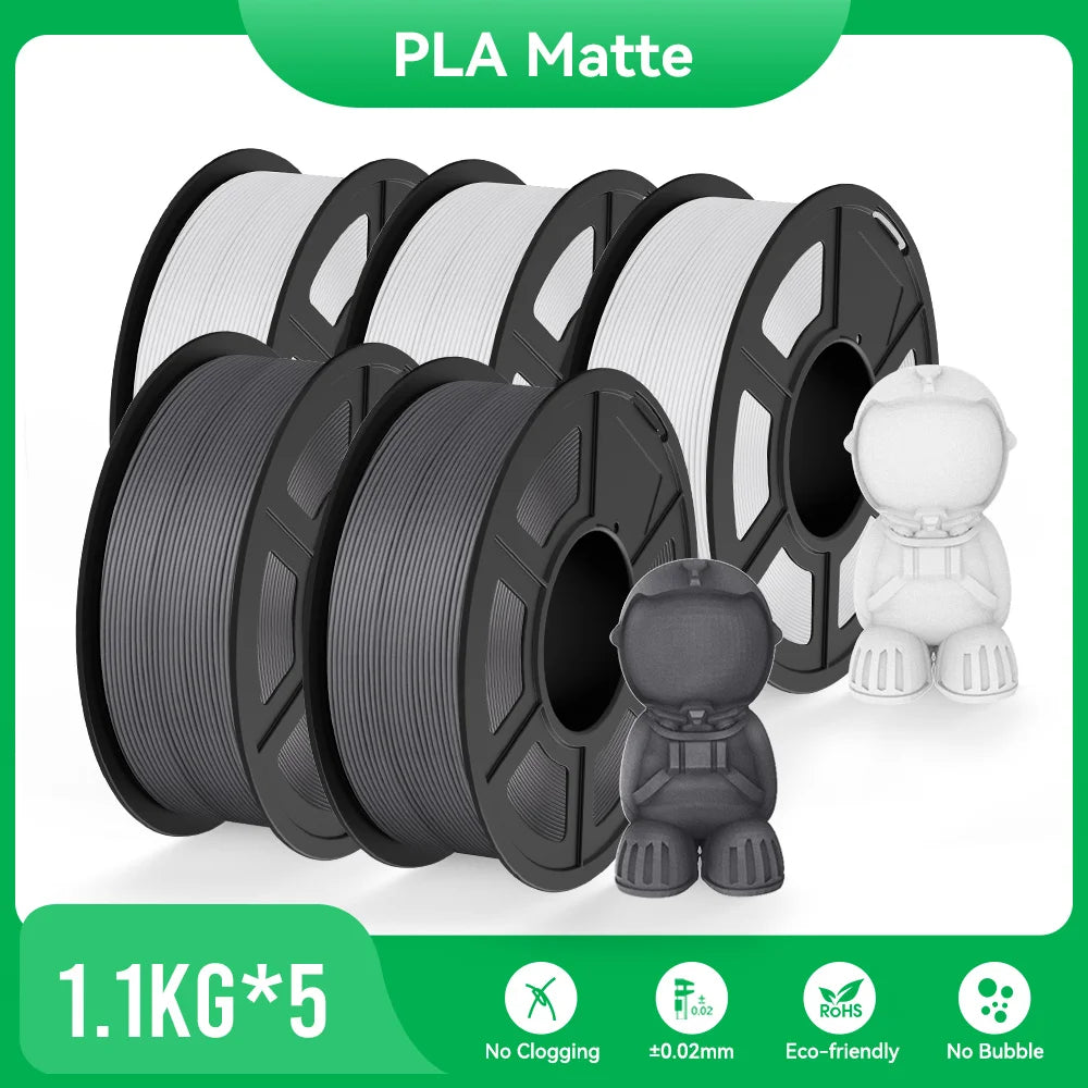 JAYO PLA Matte 3D Printer Filament 1.75mm+/-0.02mm 5/10Rolls 100% No Bubble Non-toxic3D Printing Materials for 3D Printer& Pen