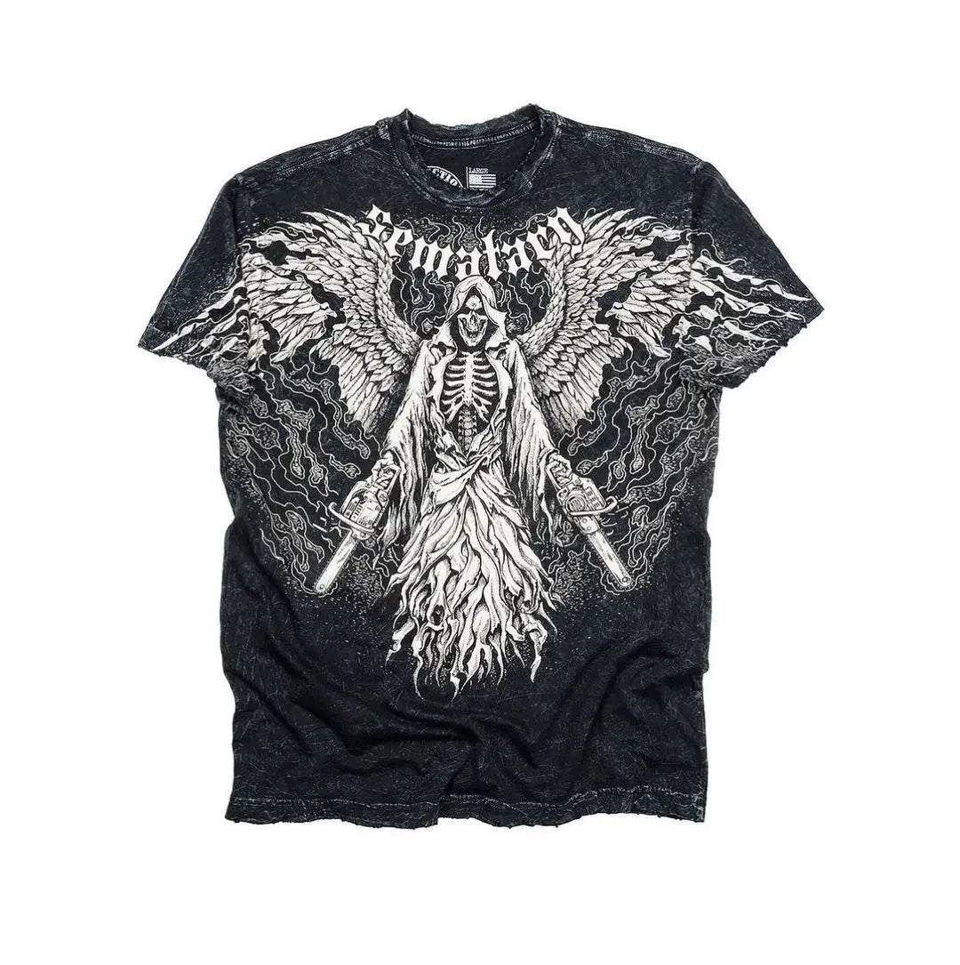 Angel Child Aesthetic Printed Niche Fashion Long-Sleeves for Autumn\winter 2025 Popular Distressed Design Gothic Pullovers