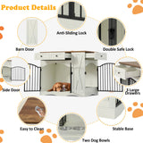 &c Stylish Barn Door Dog Crate Furniture With Feeding Station Stable Base for Living Room Medium Large Dogs Home Decor