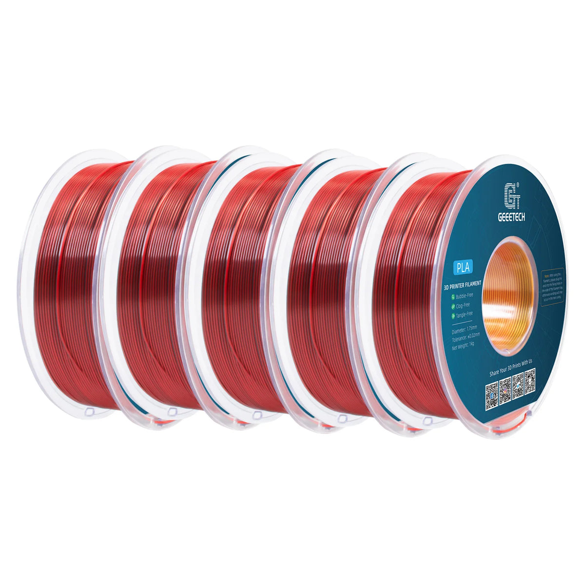 Geeetech 5Kg Three Tri Color Silk PLA Filament , 3D Filament 1,75 mm Spool Wire  (+/-0.03mm) Vacuum packaging, special color