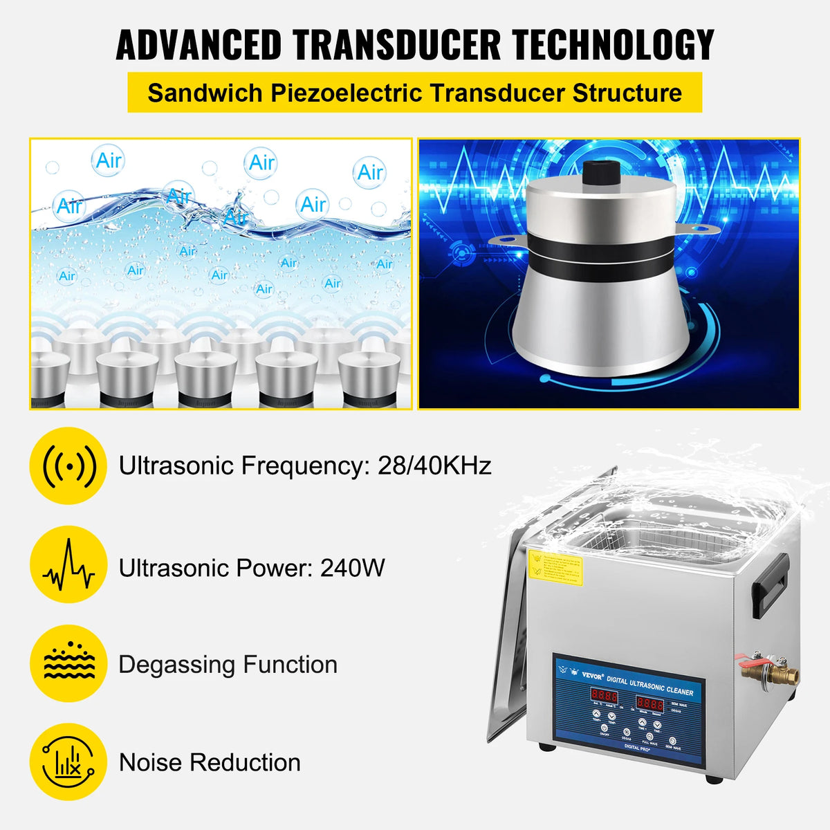 SucceBuy 10L 30L Ultrasonic Cleaner 28/40khz Dual Frequency Digital Portable Washing Machine Ultrasound Cleaner Home Appliance