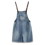 Anti-Aging High Waist Denim Overalls Women's Korean Sle Summer New Slimming Strap Jumpsuit Wide Leg orts Trendy