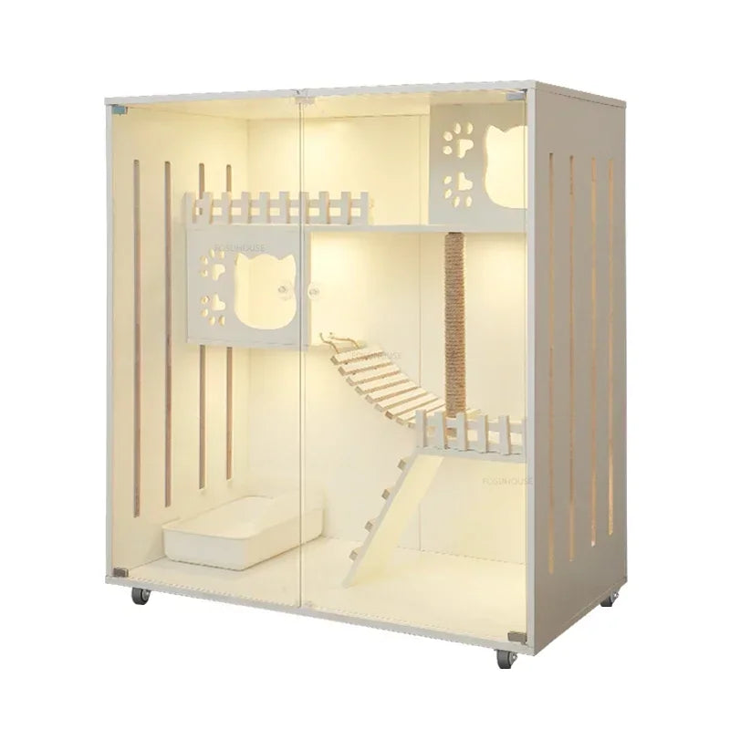 Solid Wood Cages Super Large Cat Villa Double-storey Cat Cage House Home Luxury Nest Cat Cabinet Indoor Pet  House