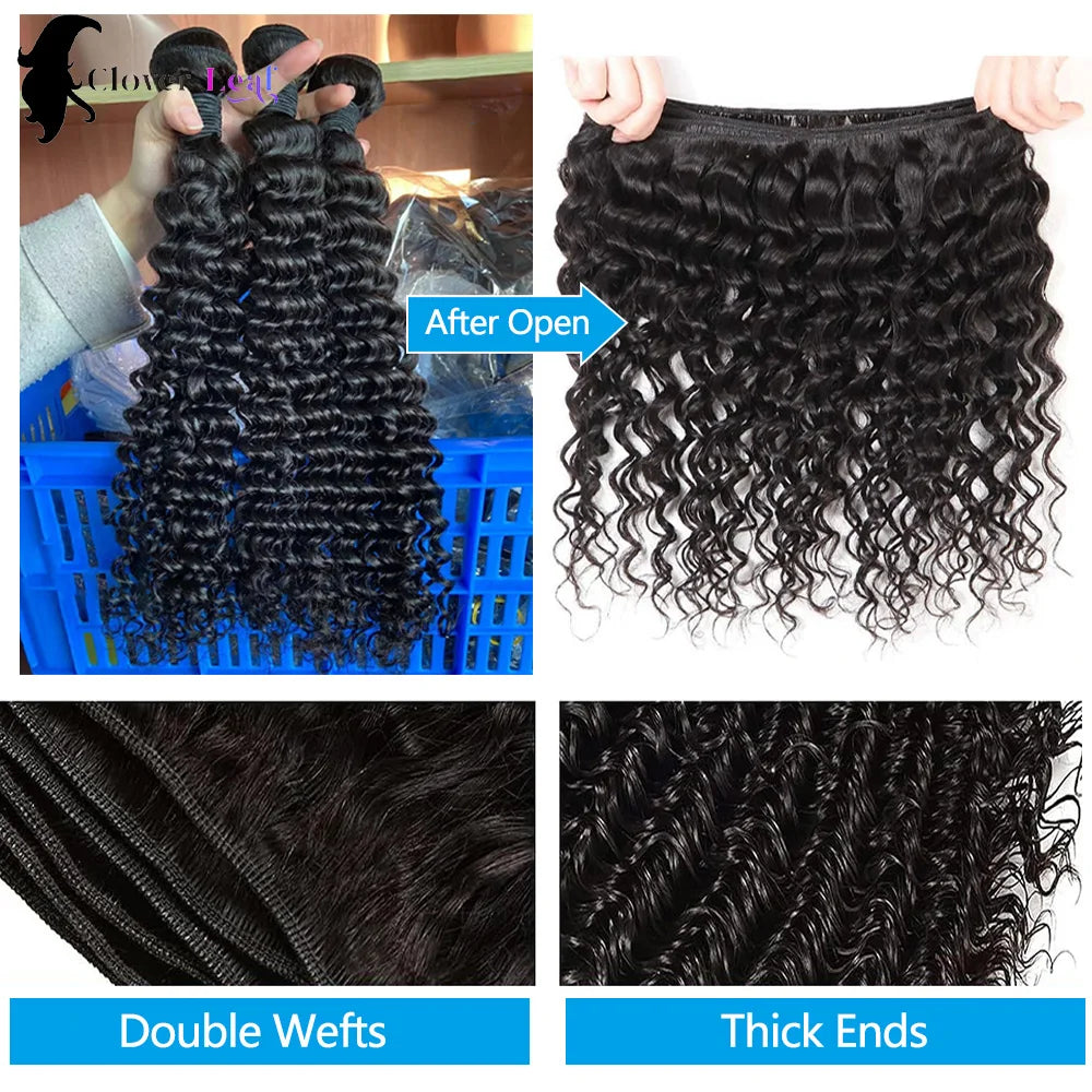 12A Deep Wave Bundles Human Hair Brazilian Remy 30 32 Inch Raw Curly