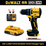 DEWALT DCD805 20V Power Tools, Brushless Impact Drill Cordless Electric Screwdriver, Optional 2Ah 6Ah Lithium Battery Tool Set