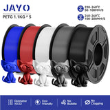 JAYO 3D Printer Filament  PETG PLA HSMPETG PLA PLUS 1.75mm 5Rolls 3D Printing Materials for 100% No Bubble &FDM 3D Pen DIY Gift