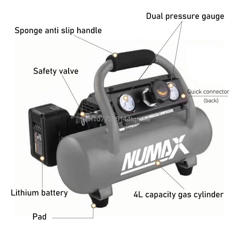 Numax 20 Volt Cordless 1/2.5 Gallons 4L/10L Air Compressor For Makita 18V Battery