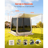 Screen House Tent, 6 x 6 ft, 4-6 Person Pop Up Screen Tent with Extended Awning, Portable Screened in Canopy with Carry Bag, Net