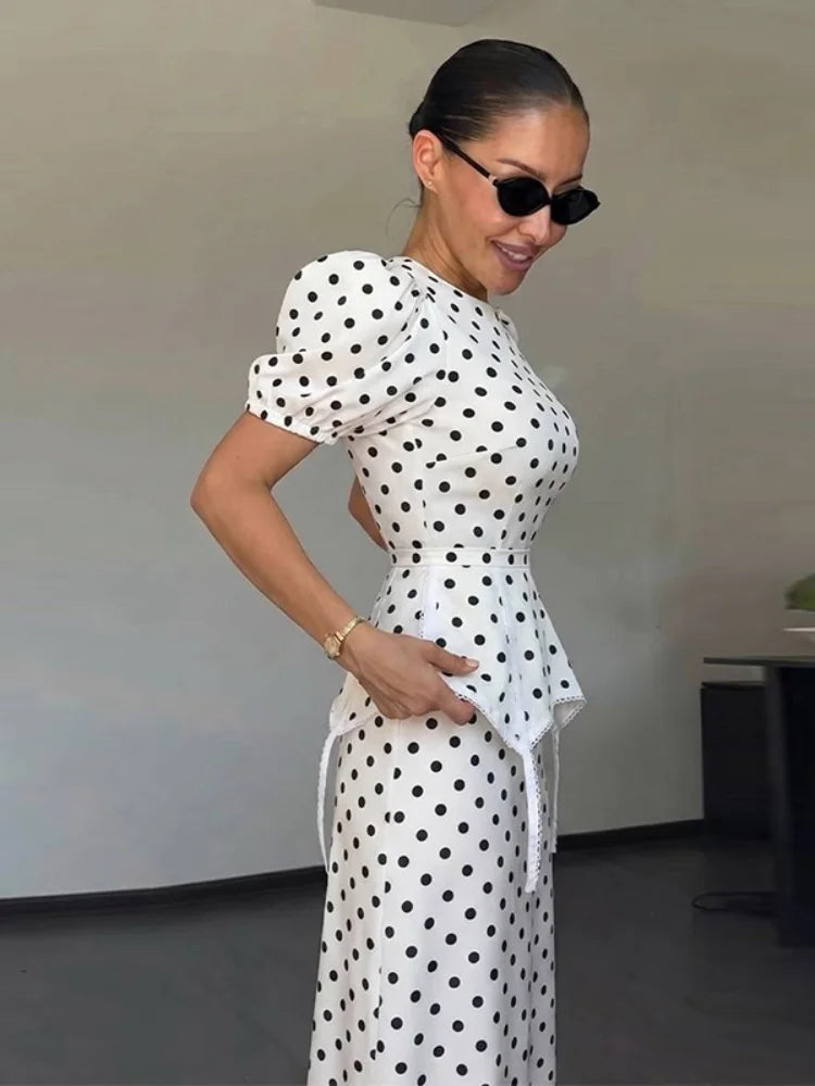 Women Dress Floral Print Satin Choker Neck Puff Sleeve Peplum Waist Maxi Dresses Elegant Vintage Beach Party Bodycon For Ladies