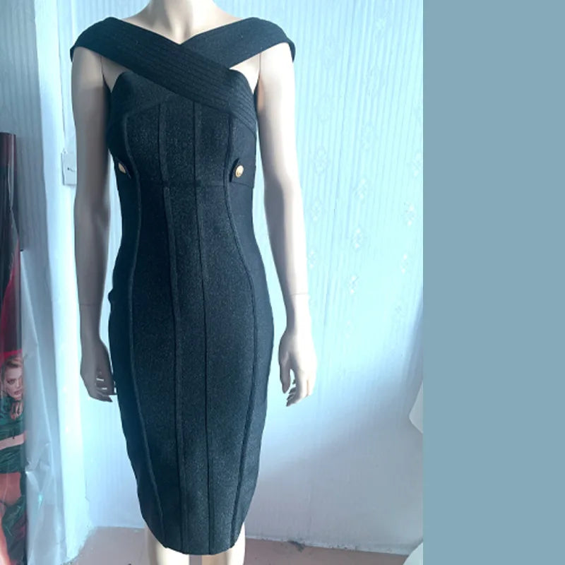 Women Elegant Bandages Dress New Sexy Sleeveless Bodycon Clothes Club Party Celebrity Dresses
