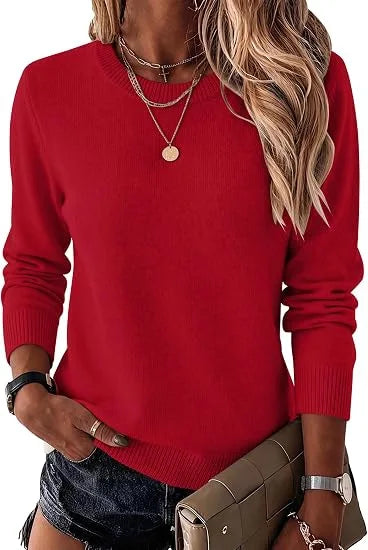Women's Fashionable Wool Blend Sweater, Long-Sleeved with a Round Neck, Suitable for Business Casual Occasions, Trendy and Stylish.